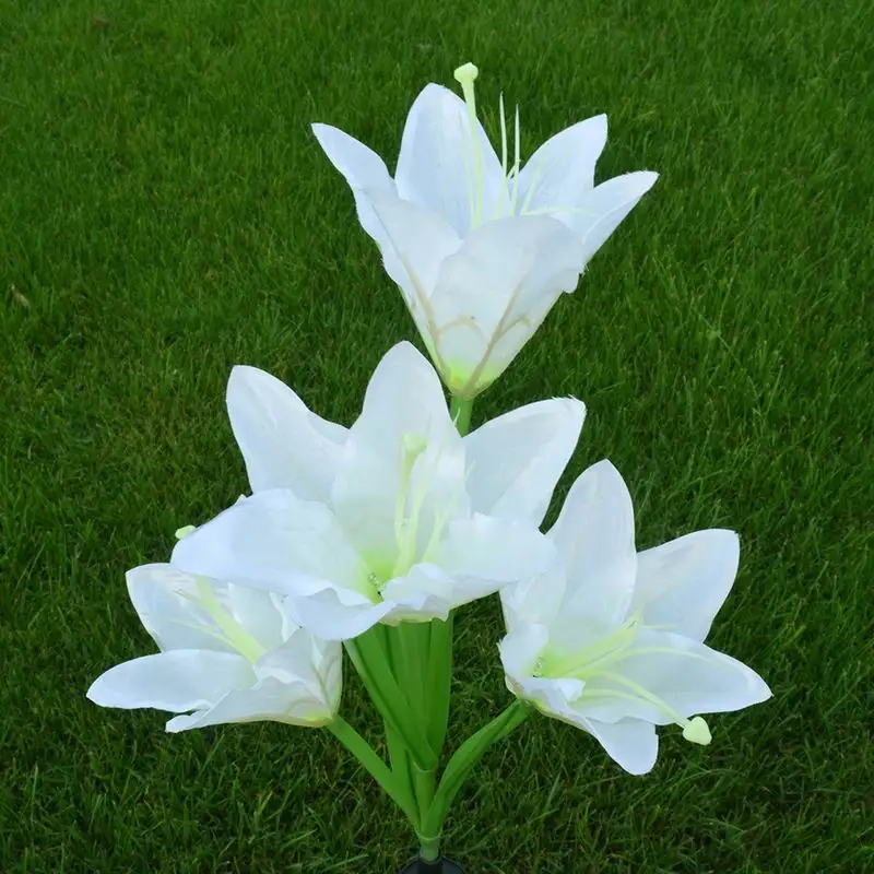 Chiclits 2 Pack 4 LED Solar Light Artificial Flower Lamp Multicolor Lights Home Garden Stake Lawn Party Decoration Accessories (2)