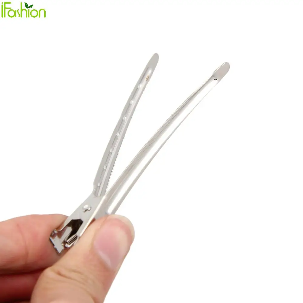 10pcs Pro Salon Hairdressing Tools Duck Mouth Hairdresser Hair Clip Clips Hair Stainless Steel Hairdressing Sectioning Clamp