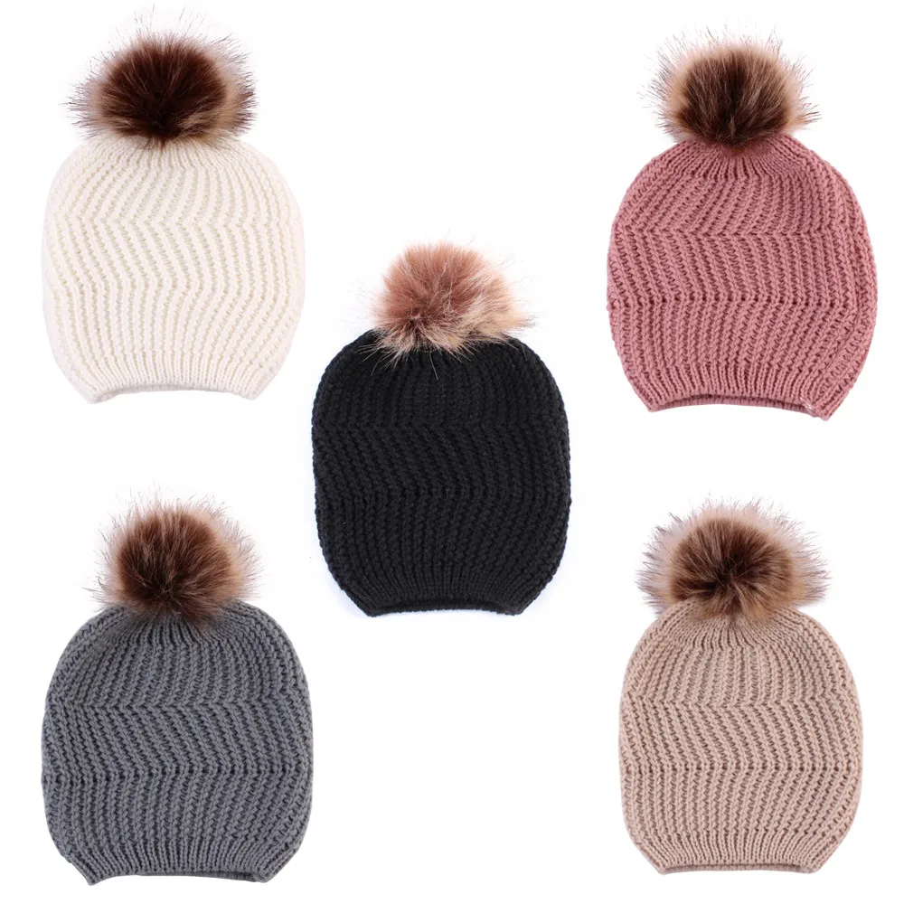 

Fashion Brands Autumn Winner Newborn Cute Winter Kids Baby Hats Knitted Wool Hemming Hat Wholesale And Drop Shipping