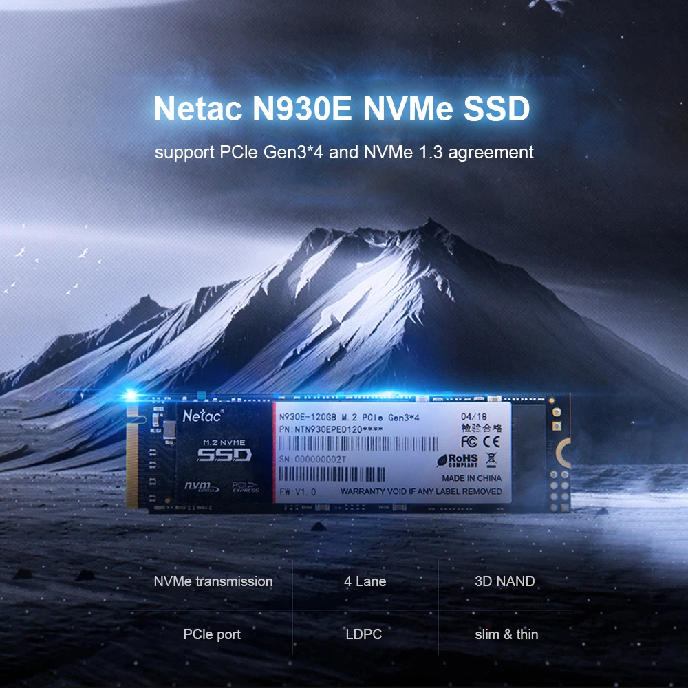 Netac N930E SSD жесткий диск 120GB M.2 NVMe Внутренний твердотельный накопитель Gen3* 4 PCI-E M.2 2280 240GB 480GB жесткий диск для ПК компьютера