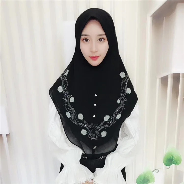 

Muslim Print Chiffon Instant Hijab Diamonds Scarf Bandanas Hooded Wraps Bonnet Shawl Headscarf Abaya Headgear Malaysia Islamic