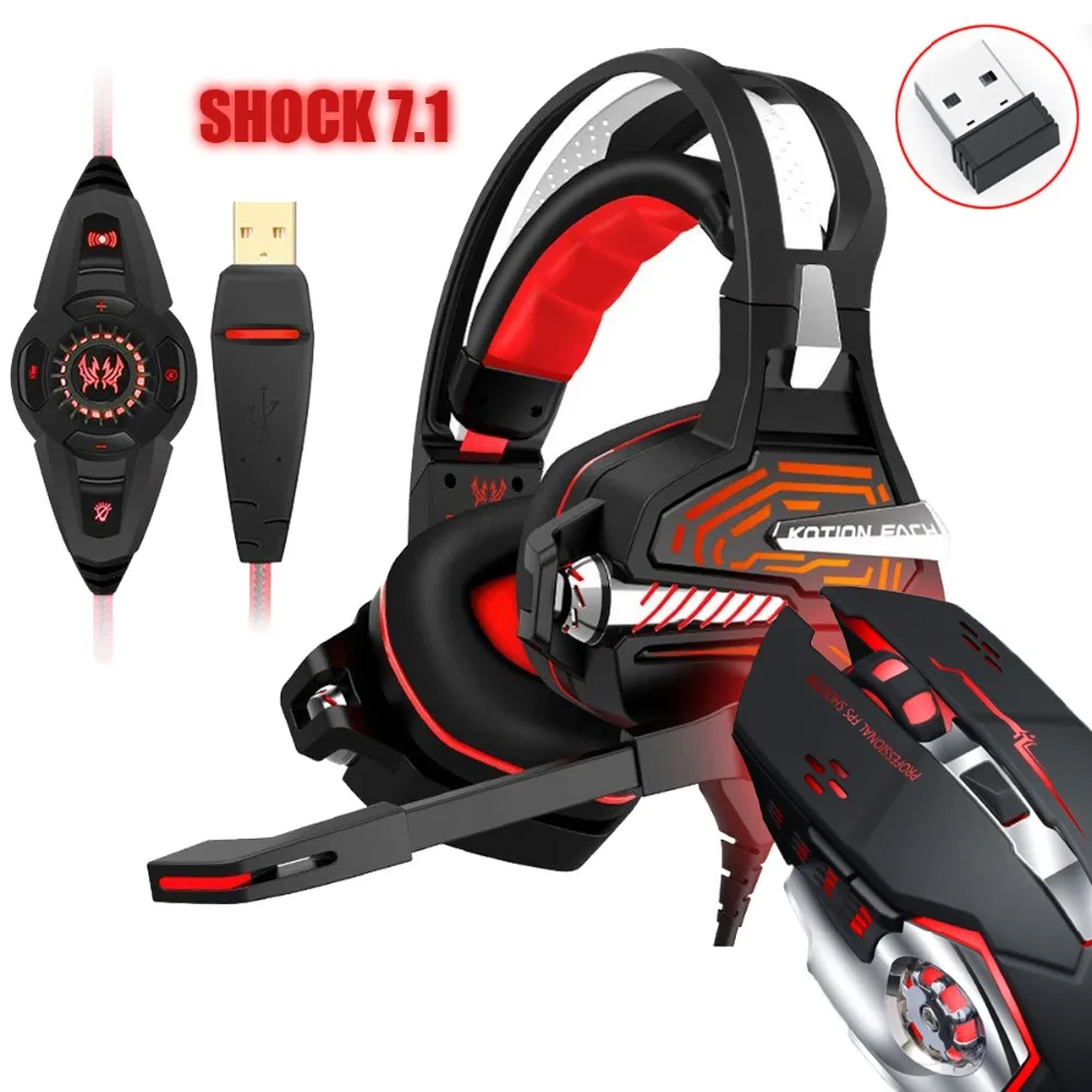 Гарнитура для PS4 Xbox One 3 5 мм Over Ear 7 1 Surround Sound бас Stereo Gaming Headphone2.4GH 6D оптический 2400