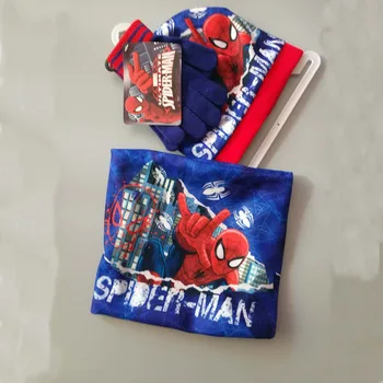 

New Handmade The Autumn Winter spiderman Knitted crochet Hat + scarf + gloves Children Hat Set Children Christmas presents