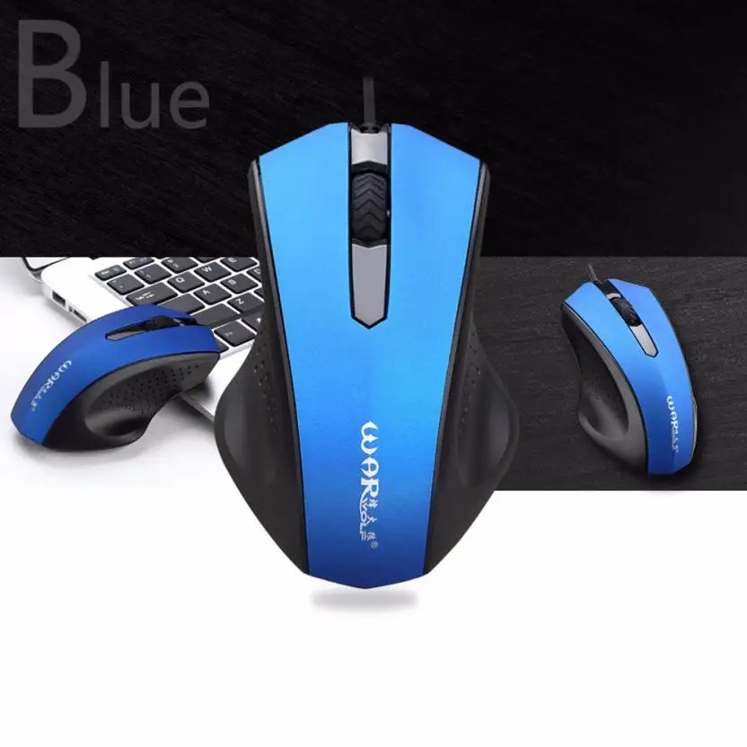Синий WARWOLF M-605 1600 dpi 3D Кнопки USB Проводная игровая мышь Мыши для ПК ноутбука 18May30 Прямая поставка F - Цвет: Синий