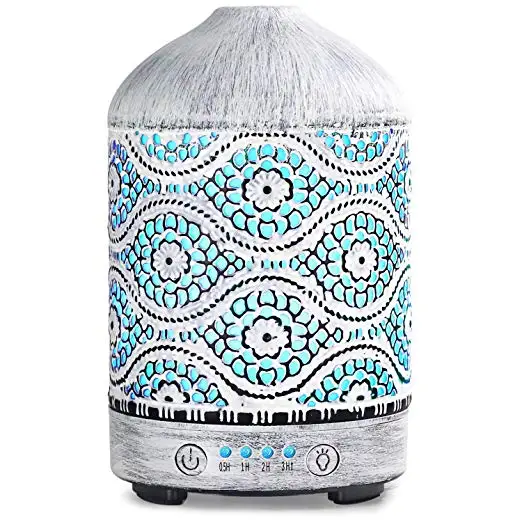 

100 ml Metal Ultrasonic Essential Oil Diffuser Aromatherapy Air Humidifier with Colorful LED Lamp for Car Room Home Office