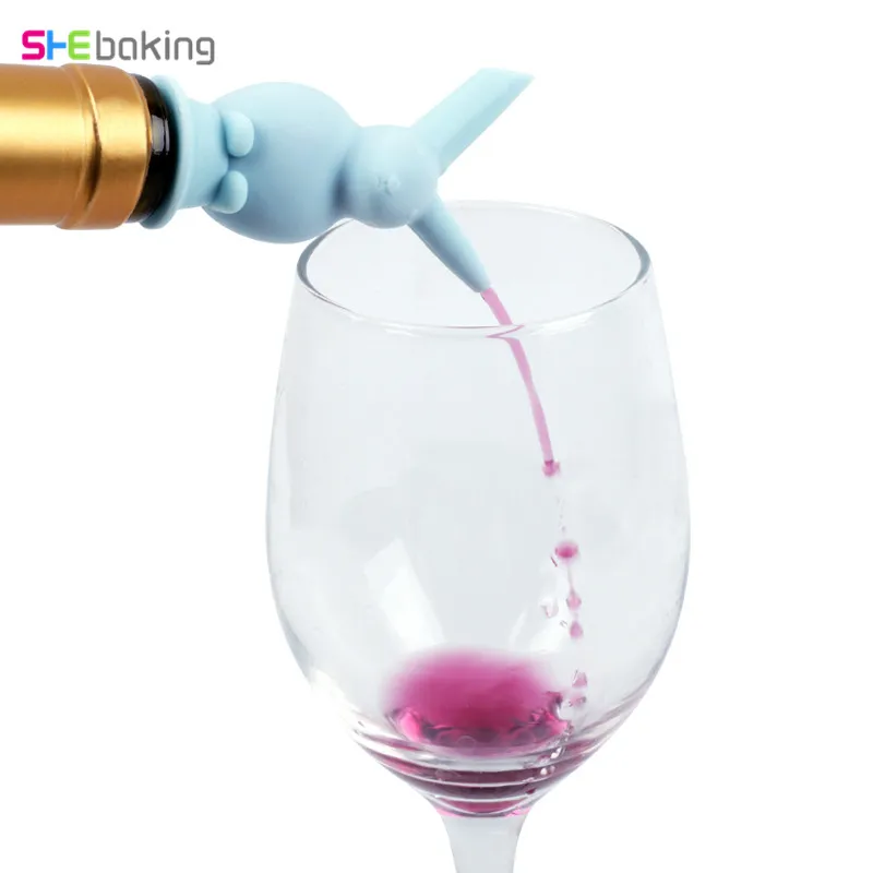 

Shebaking 1pc Wine Bottle Stopper Bar Red Wine Champagne Liquor Pour Cartoon Rabbit Kitchen Soy Sauce Bottles Pouring Barware