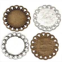 10 шт. античный бронзовый цветок круглый подвесной поднос стеклянный кабошон 30 мм основание Камея пустая настройки кабошоны для изготовления ювелирных изделий B