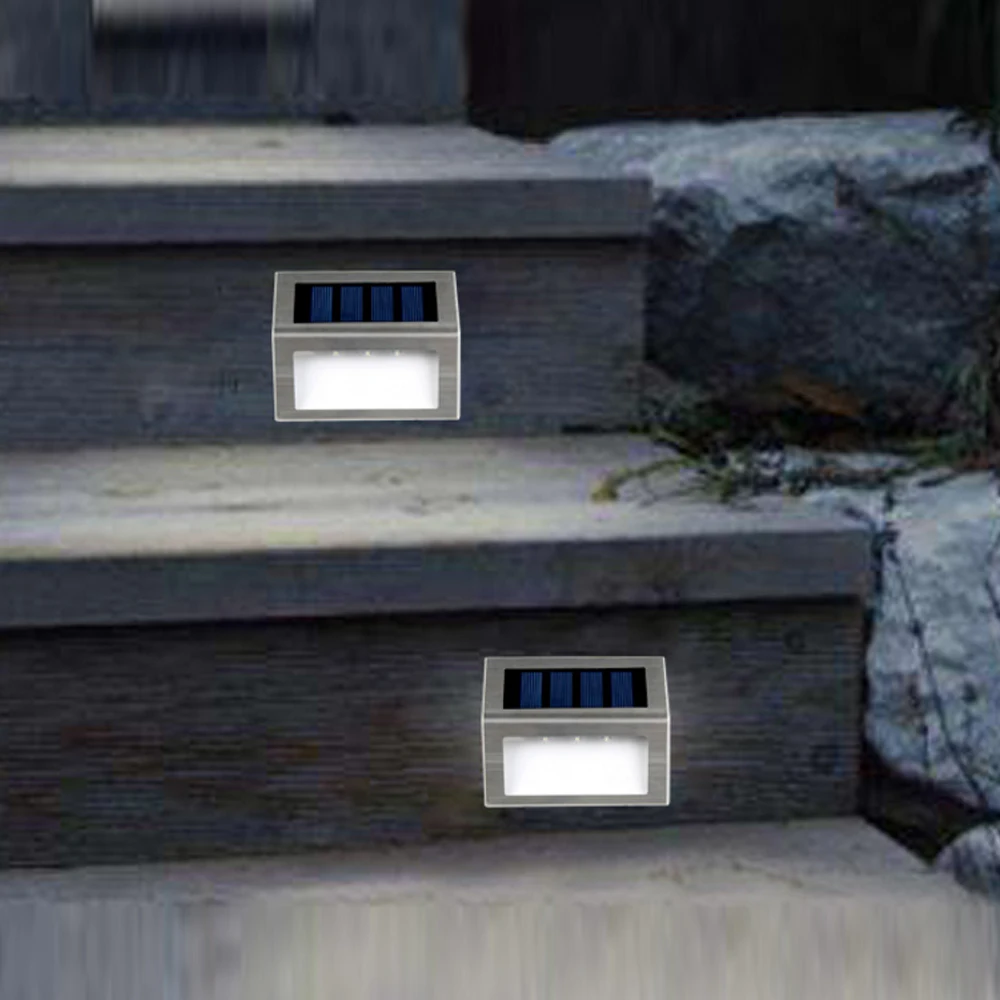 1PC 2PCS 4PCS LED Solar Light Stainless Steel 3LED IP65 Waterproof Solar Wall Lamp Outdoor Courtyard Pathway Fence Lighting