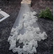 Veu De Noiva элегантная кружевная кромка 1,5 м Длинные Свадебные вуали высокого качества недорогой Свадебный вуаль свадебные аксессуары Горячие