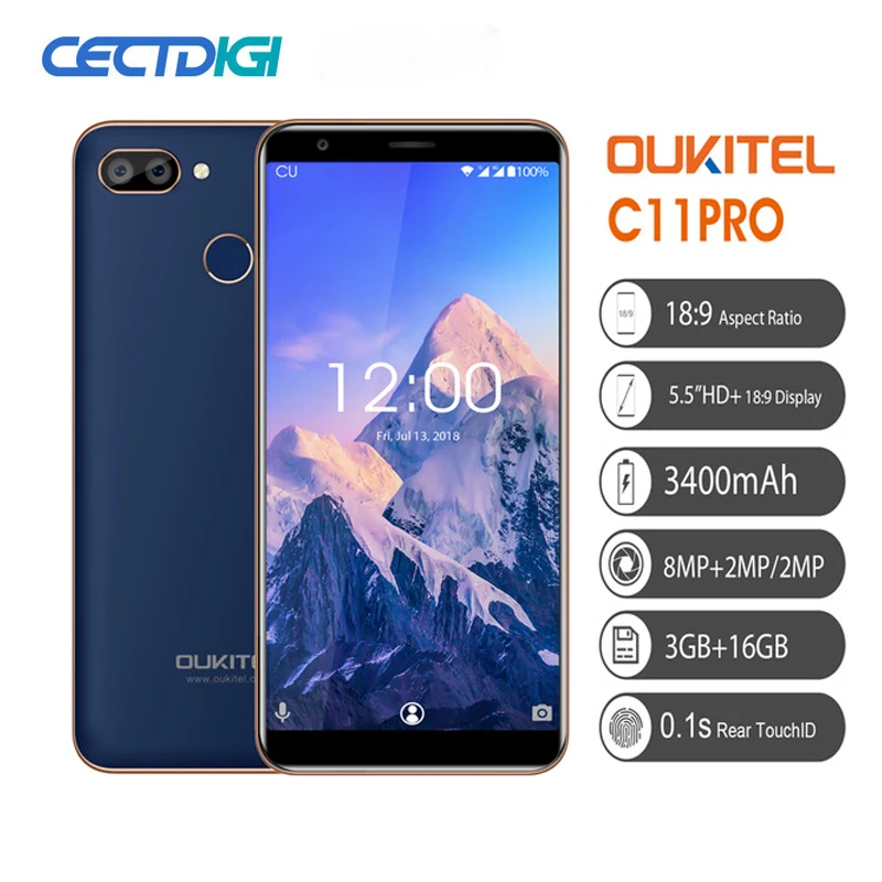 

Cheap OUKITEL C11 Pro 5.5" 18:9 Android 8.1 Mobile Phone MTK6739 Quad Core 3G RAM 16G ROM 8MP+2MP/2MP Fingerprint 4G Smartphone