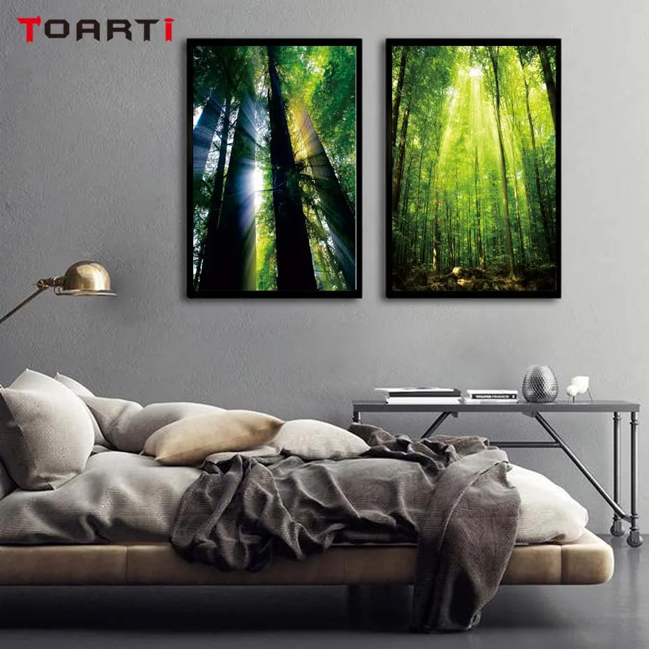 Daylight Forest Landscape Wall Art Scenery Pictures Realistic Canvas Painting Vintage Posters&PrintsLiving Room Home Decor Mural (4)