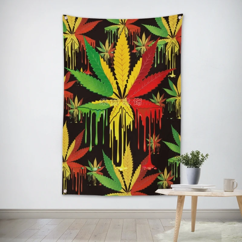 

Hemp Leaves Reggae Music Band Banners Wall Flags Tapestry Cloth Art Bar Cafe Hotel Theme Background Decoration