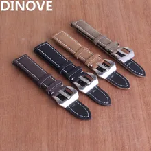 DINOVE High Quality 18mm 20mm 22mm 24mm Waterproof Genuine Leather Watch Strap Band Black Brown Beige