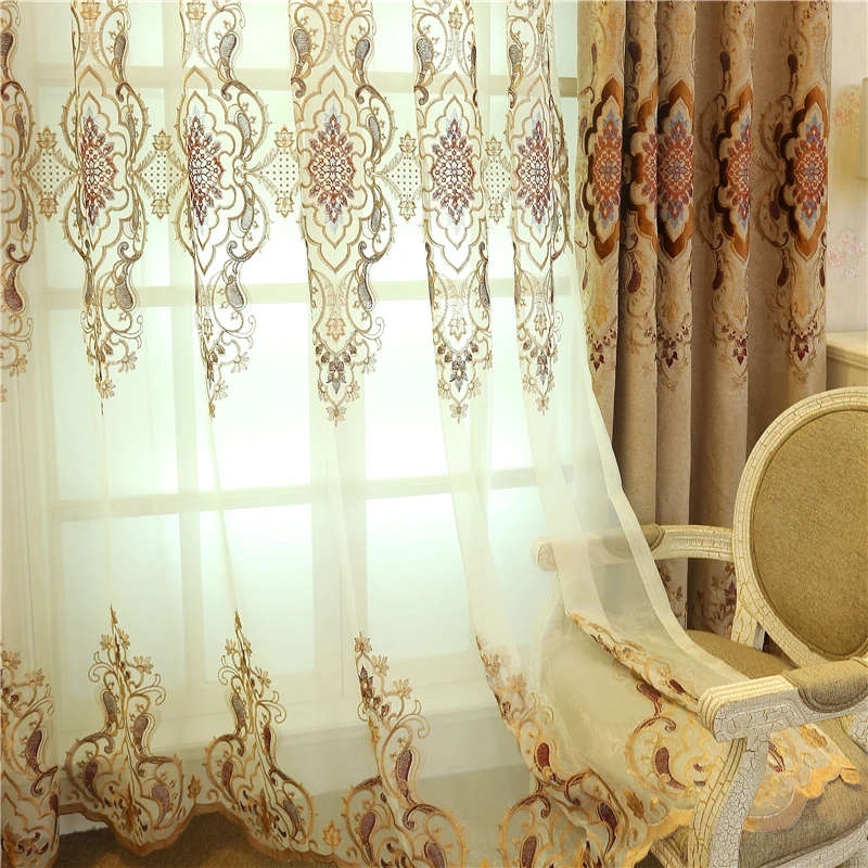 Европейская и американская Роскошная королевская вилла, вышитые занавески для гостиной, окна, декорированные, высокое качество, занавески для спальни