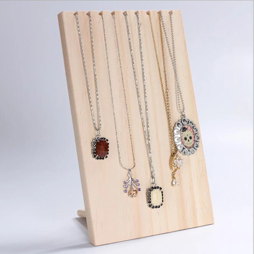 MagiDeal Wood Jewelry Display Stand Necklace Showcase Holder Pendant Hanging