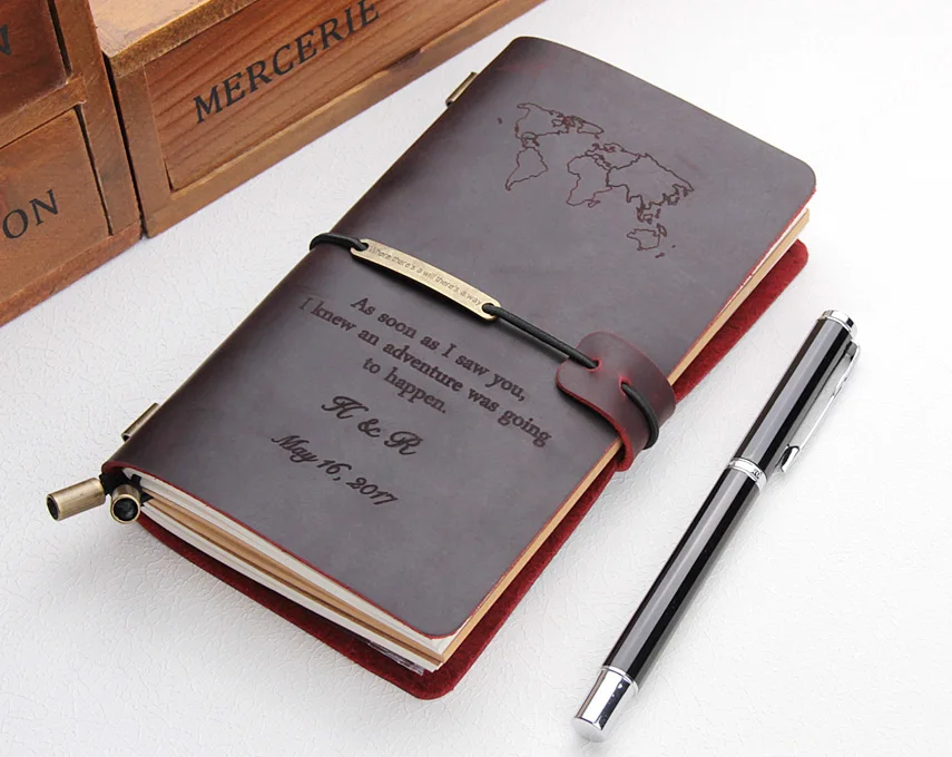 

Handmade leather journals, Custom journals leather notebook cover, Refillable traveler's leather notebook, custom made world map