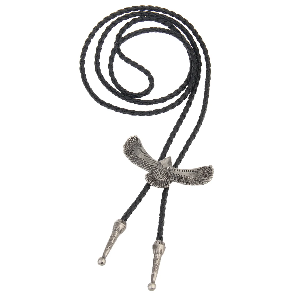 Adult Men Antique Style Alloy Metal Eagle Pendant Bolo Tie Necktie Necklace 