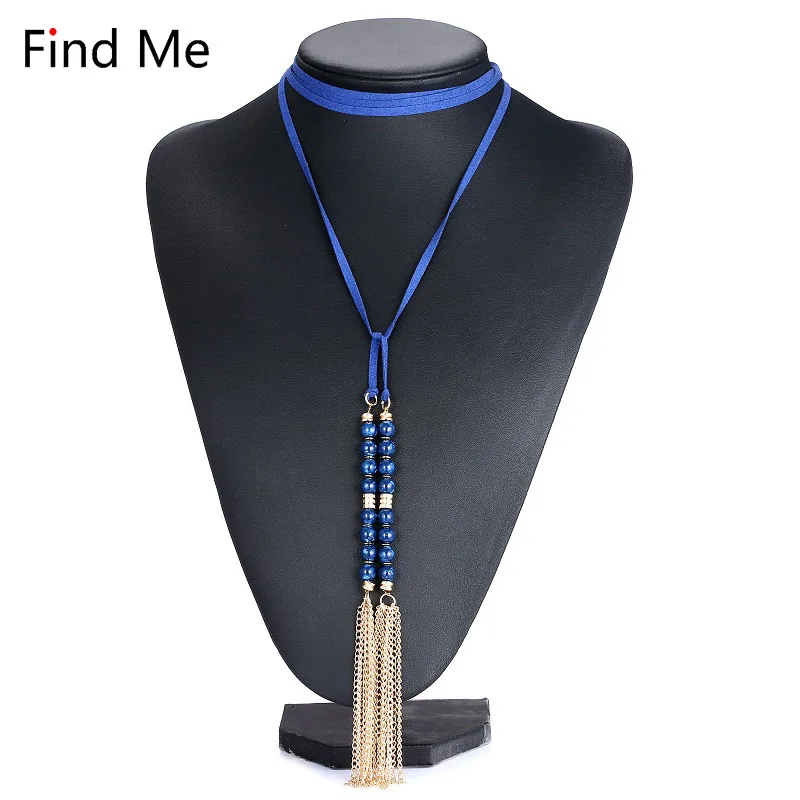 

Find Me 2019 new boho ethnic Fashion long tassel big beads collar choker necklace pendants maxi statement Necklace women Jewelry
