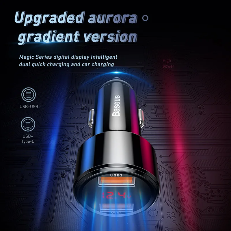 Baseus 45 W سريعة تهمة 4.0 3.0 USB سيارة شاحن آيفون شياو mi mi هواوي QC4.0 QC3.0 QC PD 6A سريع شاحن سيارة الهاتف شاحن