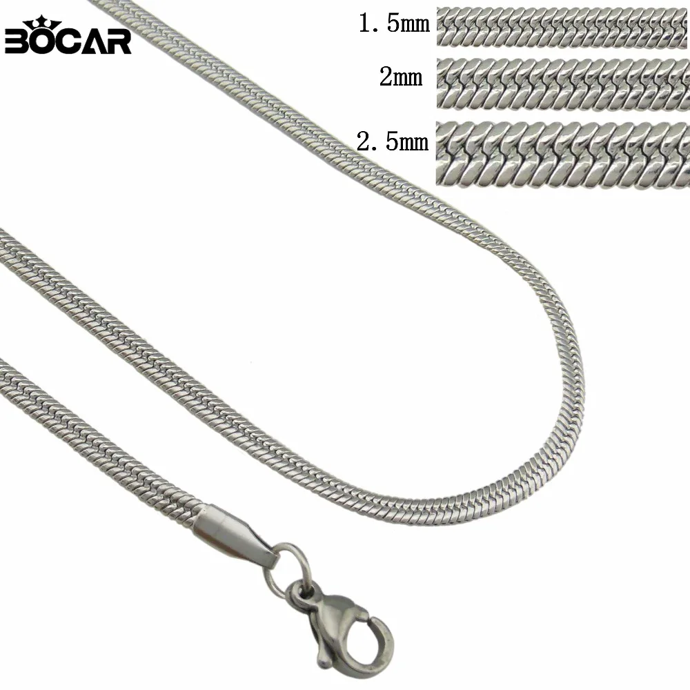 BOCAR Unisex Fashion 1.5 /2 /2.5mm Width 22'' Length Stainless Steel Flat Snake Chain Necklace Jewelry For Women Men (XL-1031) |