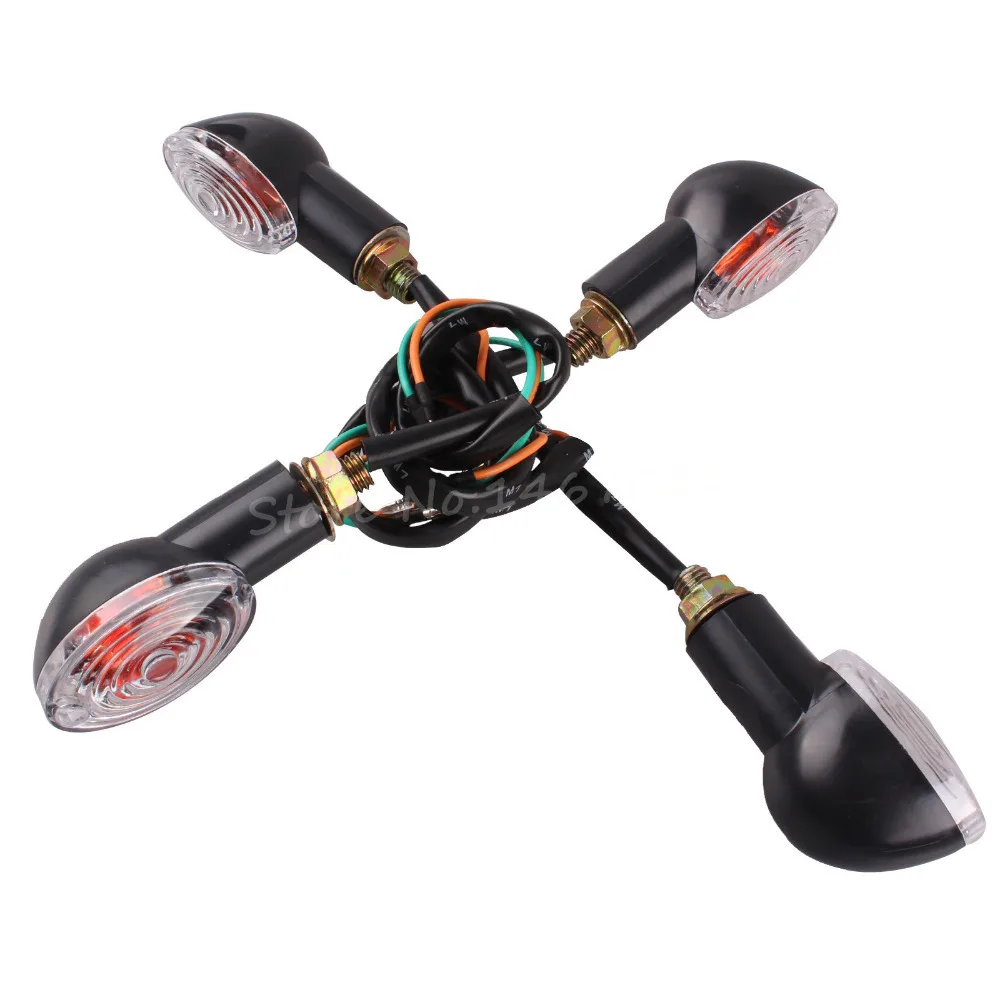 

Four Pieces Chrome/Amber Motorcycle Turn Signal Indicator Light Bulb Cat Eye 10W New