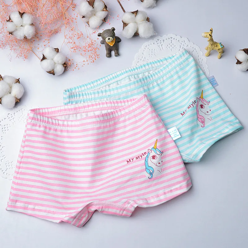 

2 pcs/lot Children's Teenager Underwears Boxers Briefs Animal Unicorn Girls Panties Shorts Super Soft Organic Cotton Kids Cloths