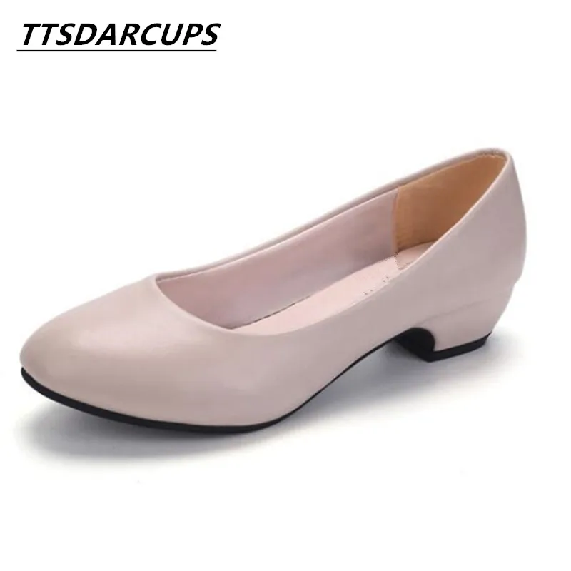 

TTSDARCUPS New round head and shallow female shoes OL professional footwear Middle aged and old low heel Mother's shoes 35-40 ya