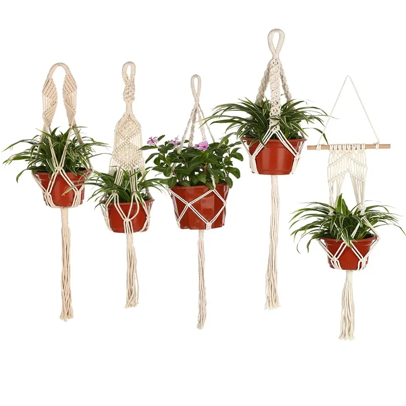 

Macrame Plant Hanger Hook Pot Indoor Outdoor Flower Pot Wall Hanging Planter Hanger Hanging Basket Holder Cotton Rope Home Decor