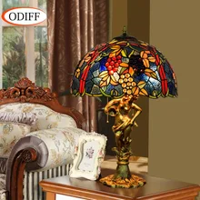 ODIFF европейские Роскошные креативные садовые витражи, гостиная, красные виноградные настольные барные лампы, спальня, офис, Hote art lamp 90-260 в