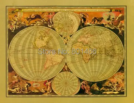 Canvas Prints (Antique Maps of the World) Free shipping gift home decor fine art printing on canvas oil painting | Дом и сад