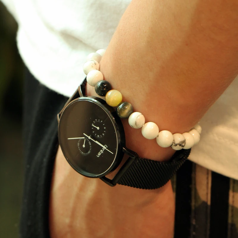 

Mcllroy Bead bracelet Tiger eye Yoga Ornament Man bracelets Nature stone Solid beads Customized Charm gift Bohemian bransoletka