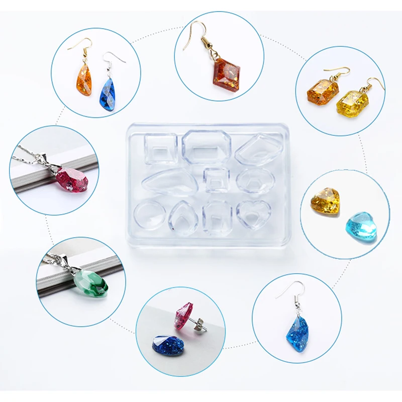 Transparent Silicone Mold for Resin Necklace Epoxy Uv Resin Molds for Pendant Earrings Jewelry Making Tools