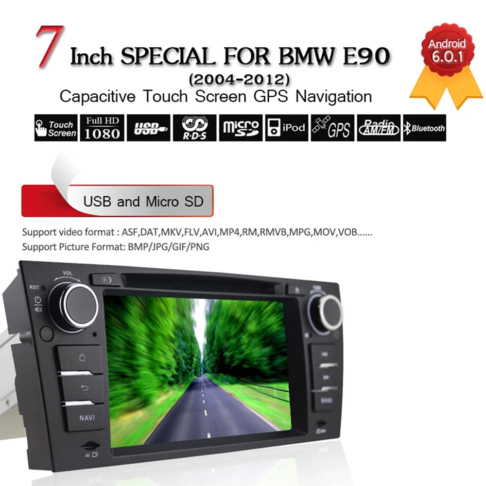 Perfect 7 Inch Quad Core 1024*600 Android 8.1 Car Stereo Radio GPS Navigation For BMW E90 2004~2012 GPS Capacitive Touch Screen Radio 2
