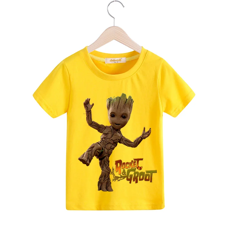 Футболка для мальчиков и девочек Детские футболки Детские летние футболки с короткими рукавами, топы, одежда Детские футболки с принтом «I'm Groot», костюм TX147