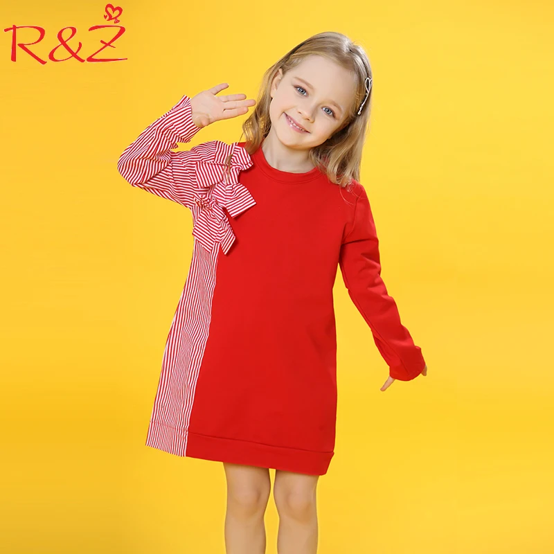 R Z font b Baby b font Girls Dress 2018 Big Girls Dress Children s Bow