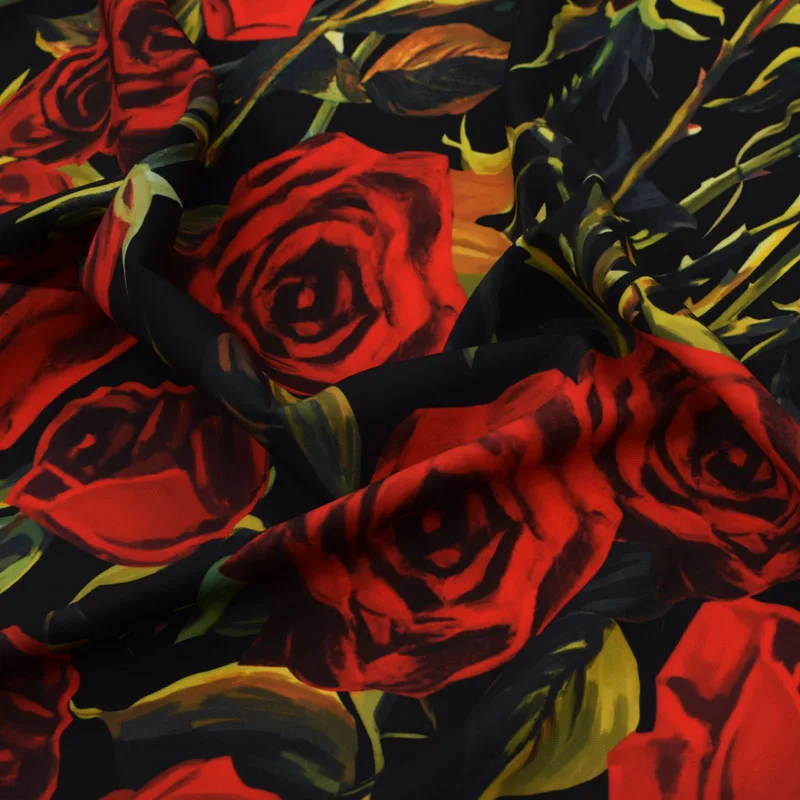 Розовая Королева Красная цифровая печать саржа сатин ткань для летнего платья telas por metros tissu au metre tissus tecido tela DIY