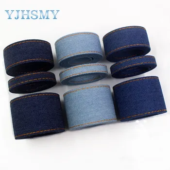 

YJHSMY I-19218-373,5yards 3/8''1''1-1/2" double-sided jumper denim fabric tape crafts bow cap accessories and decorations