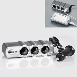 Авто DC 12 В/24 В 1 до 3 USB Питание автомобиля Зарядное устройство адаптер и Трехместный прикуривателя 2018 Горячие Aux авто