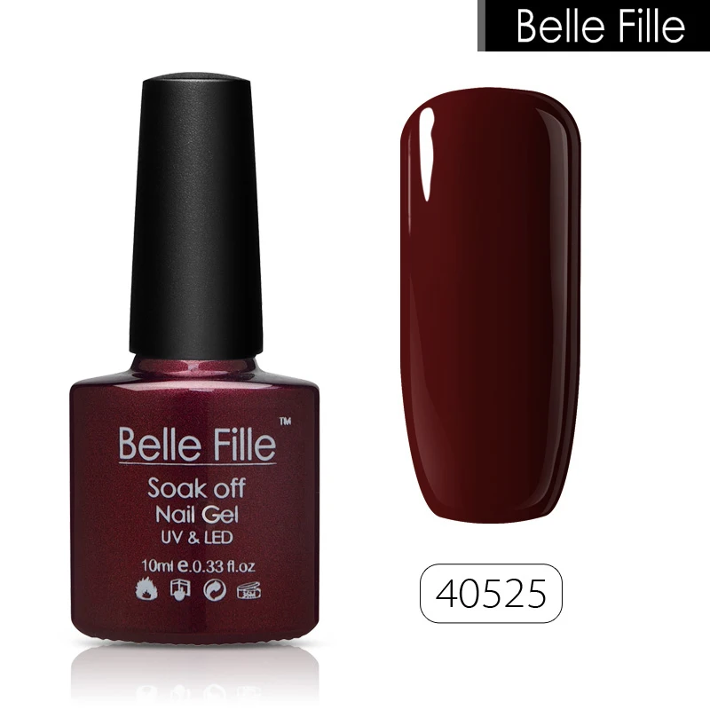 Belle Fille новейшие винно красные цвета УФ гель лак для ногтей светодиодный темно
