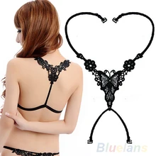 2016 Top Quality 2016Attractive Hot Women Underwear Butterfly Rhinestone Black Bra Shoulder Cross Straps NJ7 7FYE 7NLF