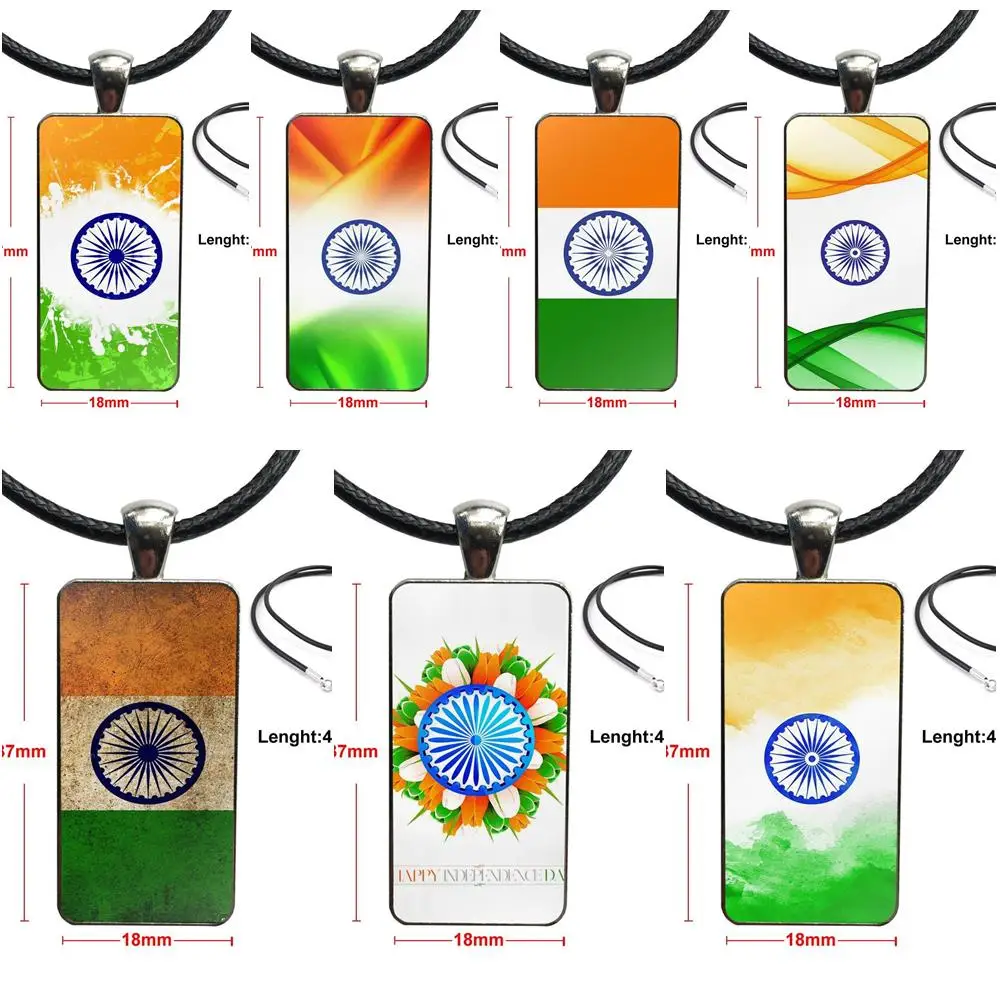 

For Girls Indian National Flag Emblem Fashion Necklace Handmade Rectangle Shape Choker Necklace Jewelry Multi Designs