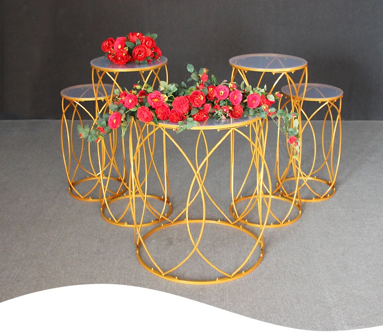 JAROWN Wedding Props Acrylic Ironwork Cylindrical Dessert Table Pre-function Area Decoration Wedding Party Dim Sum Cake Stand (7)