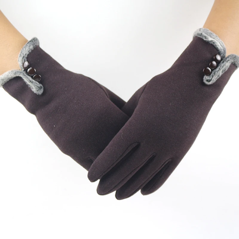 Сексуальные женские перчатки для сенсорного экрана, модные осенне-зимние женские перчатки из хлопка, теплые уличные перчатки 337 - Цвет: brown