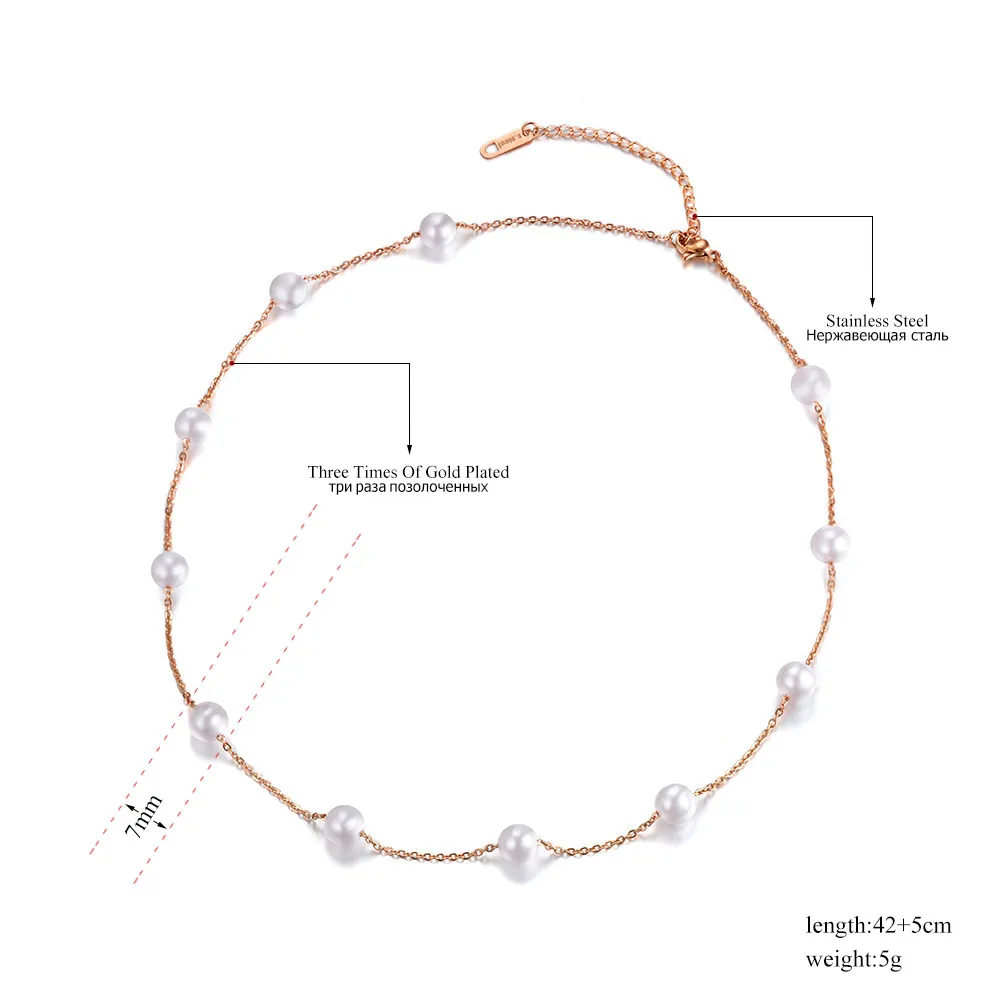 Lokaer, классика, 11 шт., белая цепь с искусственным жемчугом и звеньями, ожерелье, ювелирные изделия, титановая сталь, чокеры, ожерелье для женщин, N180090300R