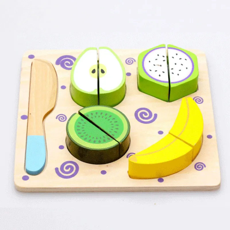 Деревянный Кухня игрушка нарезанные фрукты овощи десерт дети Пособия по кулинарии игрушка Еда симулировать Игра-Головоломка Развивающие игрушки для детей UJ2366H - Цвет: Banana