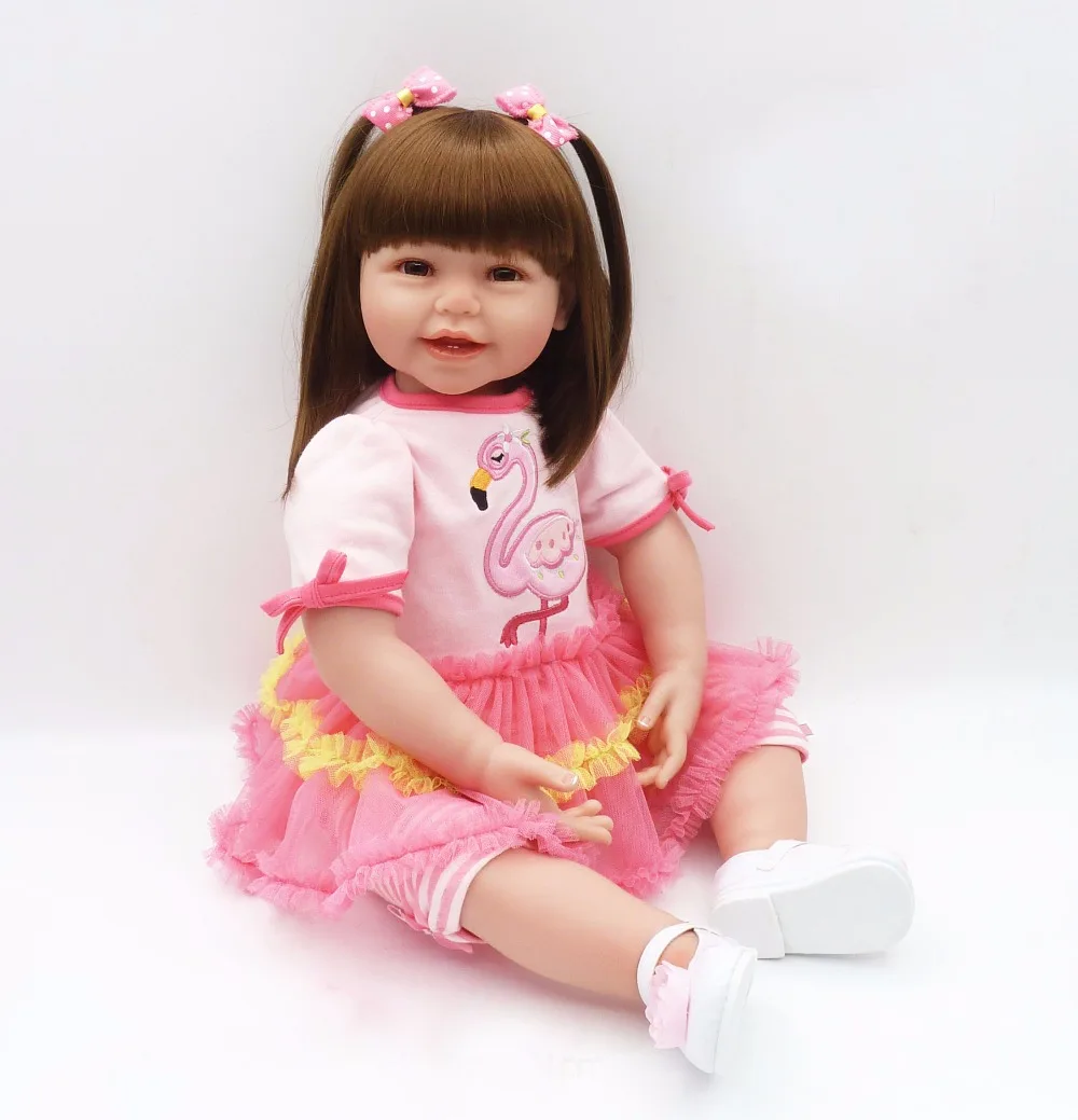 24/" Silicone Vinyl Reborn Toddler Doll Lifelike Handmade Newborn Girl Clothes