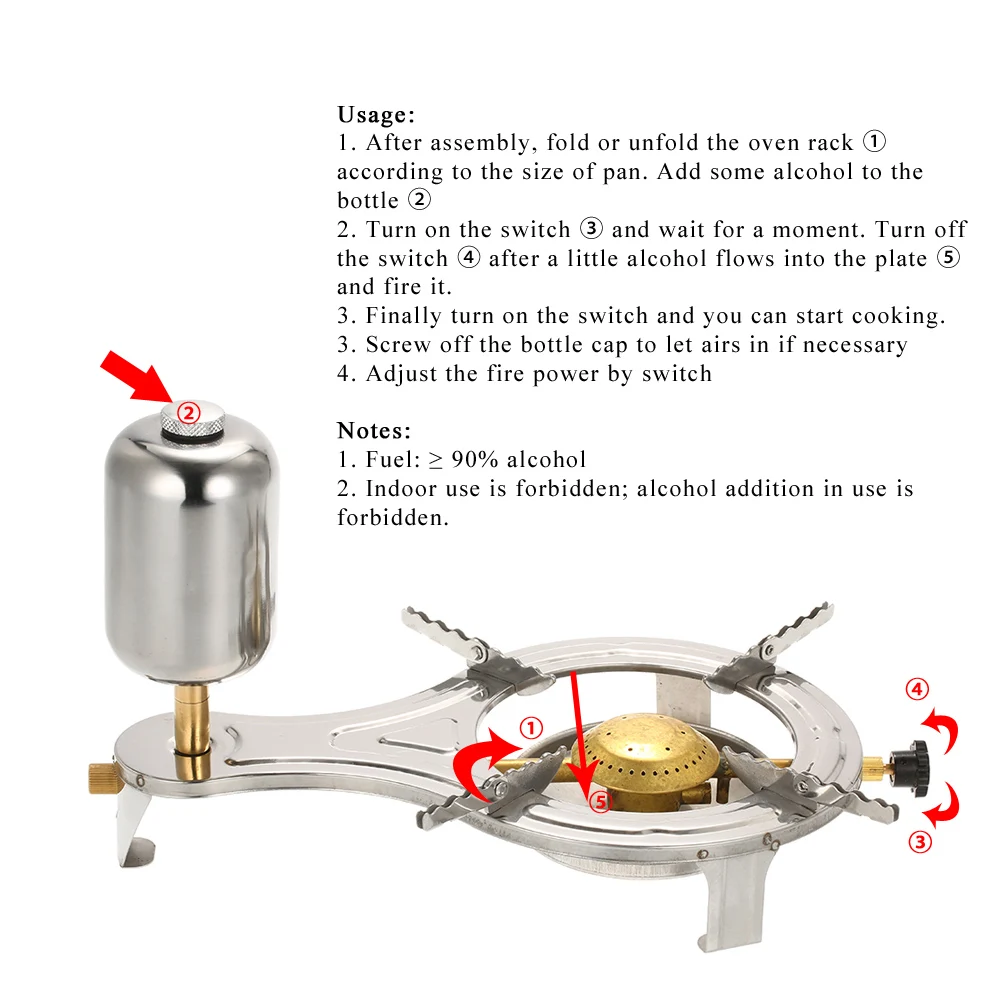 Спиртовая плита из нержавеющей стали, походная плита для кемпинга, Походное оборудование, дровяная печь, мини-печь для пикника, походная посуда