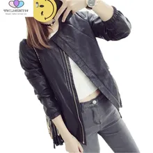 Осеннее и зимнее Новое Женское кожаное пальто, Короткие Куртки из искусственной кожи, верхняя одежда с длинным рукавом на молнии, пальто TNLNZHYN A59