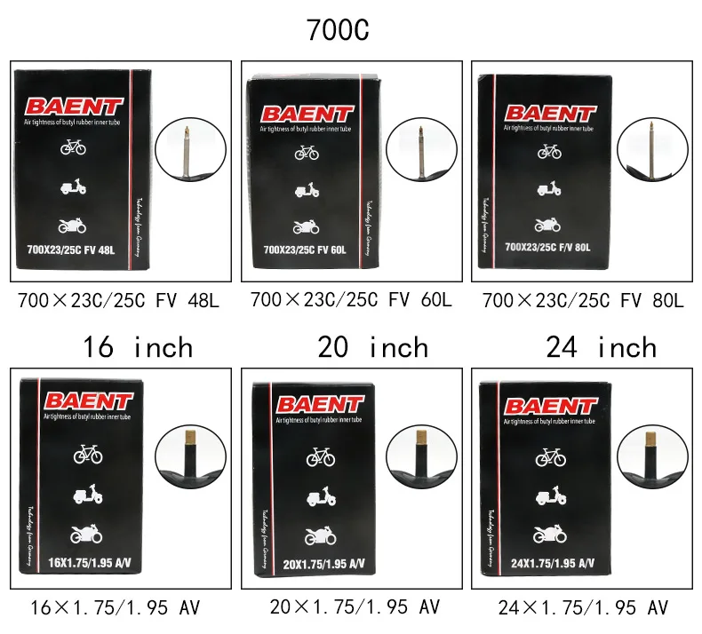 Горные дороги, внутренняя шина для велосипеда, 14/16/20/24/26/27,5 дюймов 700C полибутиленовая резиновая труба, американский воздушный клапан), французский(воздушный клапан