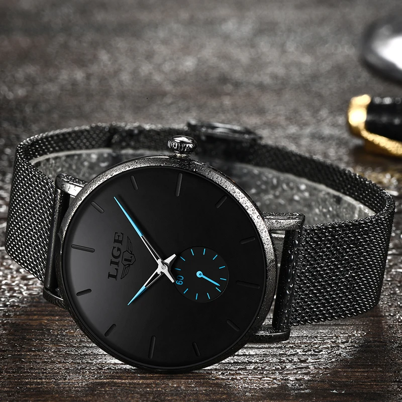 LIGE часы для мужчин лучший бренд класса люкс модные ультра-тонкий сетчатый ремень кварцевые часы для мужчин повседневные водонепроницаемые спортивные часы Relogio Masculino